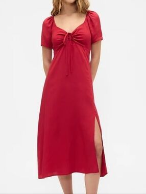 NWT - GAP Red Puff Short Sleeve Smocked Back Midi Dress - Size M